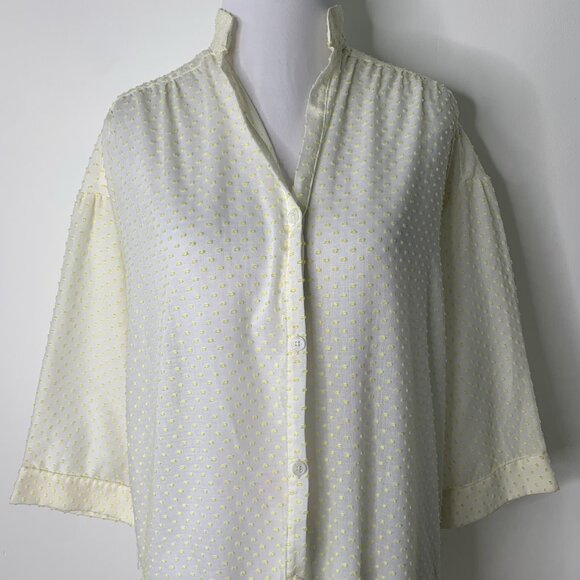 Lisa Marie Fernandez Women's Cream Yellow Polka Dot Long Sleeve Coverup Dress - Picture 2 of 13